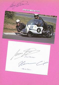 Emil Hörner † 2003 & 2  x  Max Deubel  Seitenwagen Gespann Motorrad Autogramm  Karte original signiert 