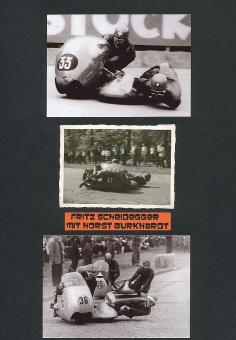 Fritz Scheidegger † 1967 & Horst Burkhardt † 2021 Seitenwagen Gespann Motorrad Autogramm Foto original signiert 
