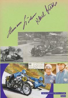 Hermann Böhm † 1983 & Karl Fuchs  NSU Motorrad Seitenwagen Gespanne Autogramm Karte  original signiert 
