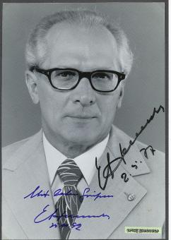 Erich Honecker † 1994 DDR SED Politik 20 x 29 cm Autogrammkarte  original signiert 