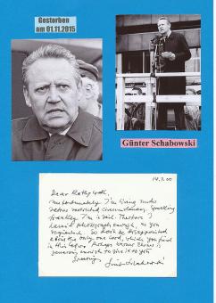 Günter Schabowski † 2015  DDR SED  Politik Karte  original signiert 