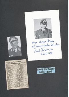 Erich Hartmann † 1993  Jagdflieger Generalleutnant  Militär Karte  original signiert 
