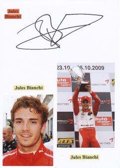 Jules Bianchi † 2015  FRA   Formel 1  Auto Motorsport  Autogramm Karte  original signiert 