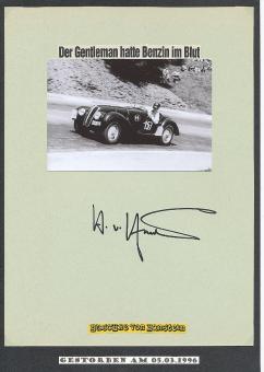 Huschke von Hanstein † 1996  Auto Motorsport  Autogramm Karte  original signiert 