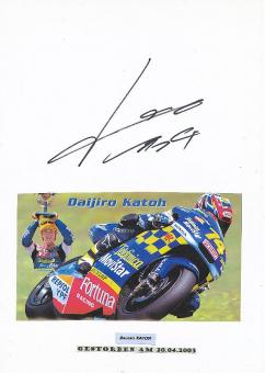 Daijiro Katoh † 2003  Japan  Weltmeister Motorrad Sport Autogramm Karte original signiert 