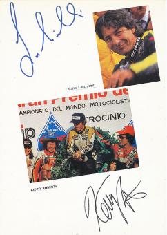 Marco Lucchinelli  Italien + Kenny Roberts Senior  USA 3 x  Weltmeister Motorrad Autogramm Karte  original signiert 