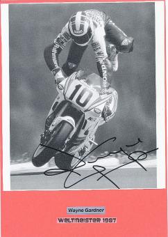 Wayne Gardner  1987  Weltmeister Motorrad Autogramm  Bild  original signiert 