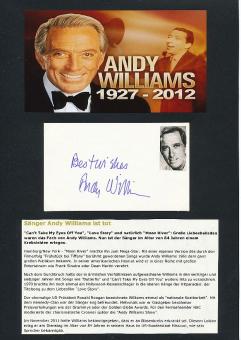 Andy Williams † 2012  Musik Autogramm Karte original signiert 