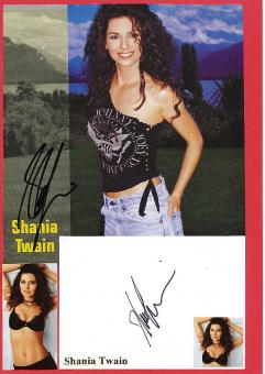2  x  Shania Twain  Musik Autogramm Karte + Bild  original signiert 