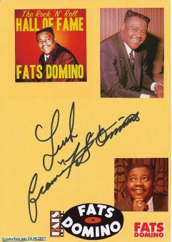 Fats Domino † 2017  Musik Autogramm Karte original signiert 