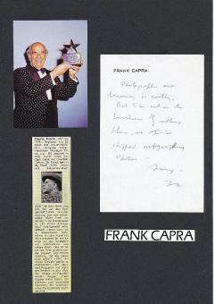 Frank Capra † 1991  Regisseur  Film + TV  Brief  original signiert 