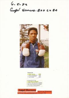 Angel Herrera  Kuba  1976 + 1980 Olympiasieger  Boxen  Autogramm Karte original signiert 