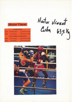 Hector Vinent  Kuba  1992 + 1996 Olympiasieger  Boxen  Autogramm Karte original signiert 