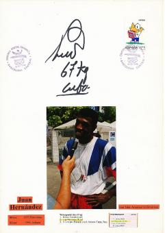 Juan Hernandez  Kuba 1992 Silber Olympia  Boxen  Autogramm Karte original signiert 