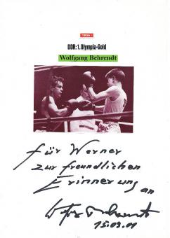 Wolfgang Behrendt  DDR 1956 Olympiasieger  Boxen  Autogramm Karte original signiert 