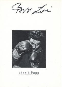 Laszlo Papp † 2003  Ungarn 1948 + 1952 + 1956 Olympiasieger Boxen  Autogramm Karte original signiert 