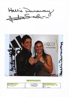 2  x  Julia Sahin & Hollie Dunaway  USA  Boxen  Autogramm Foto + Karte original signiert 