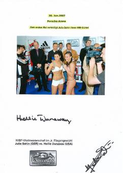 Julia Sahin & Hollie Dunaway USA  Boxen  Autogramm Karte original signiert 