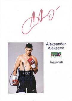 2  x  Aleksander Alekseev  Boxen  Autogrammkarte + Blankokarte original signiert 