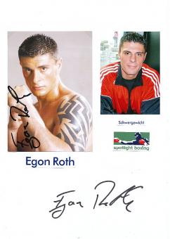 2  x  Egon Roth  Boxen  Autogrammkarte + Blankokarte original signiert 