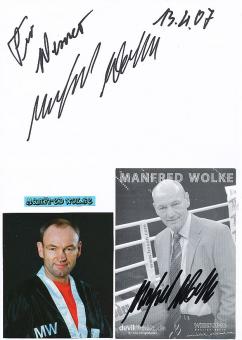 2  x  Manfred Wolke  Boxen  Autogrammkarte + Blankokarte original signiert 