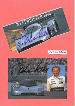2  x  Jochen Mass  Formel 1  Auto Motorsport  Autogrammkarte + Aufkleber  original signiert 