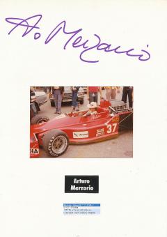 Arturo Merzario  Italien  Formel 1  Auto Motorsport  Autogramm Karte  original signiert 