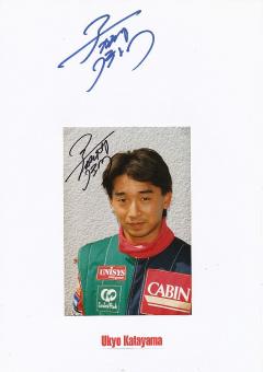 2  x  Ukyo Katayama  Japan  Formel 1  Auto Motorsport  Autogramm Foto + Karte  original signiert 