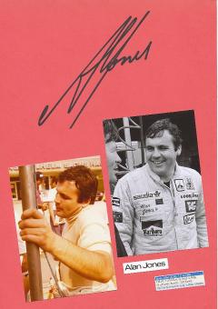 Alan Jones  Australien  Weltmeister  Formel 1  Auto Motorsport  Autogramm Karte  original signiert 
