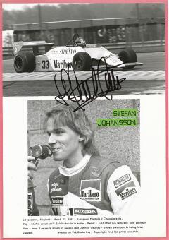 Stefan Johansson  Schweden  Formel 1  Auto Motorsport  Autogramm Foto  original signiert 