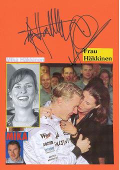 Erja & Mika Häkkinen  Finnland  Weltmeister  Formel 1  Auto Motorsport  Autogramm Karte  original signiert 