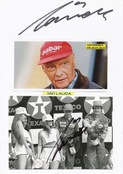 2  x  Niki Lauda † 2019  Formel 1   Auto Motorsport  Autogramm Foto + Karte  original signiert 