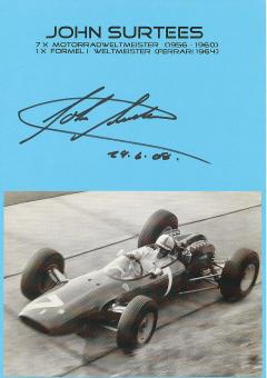 John Surtees † 2017  GB  Weltmeister  Formel 1  Auto Motorsport  Autogramm Karte original signiert 