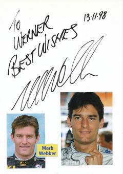 Mark Webber  Formel 1  Auto Motorsport  Autogramm Karte  original signiert 