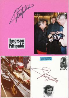 3  x  Emerson Fittipaldi  Brasilien Weltmeister  Auto Motorsport  Autogramm Foto + Karte  original signiert 