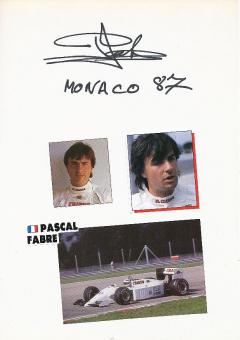 Pascal Fabre  Formel 1  Auto Motorsport  Autogramm Karte  original signiert 