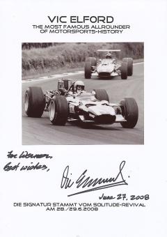 Vic Elford  GB  Formel 1  Auto Motorsport  Autogramm Karte  original signiert 