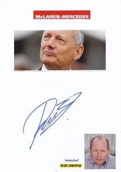 Ron Dennis  Temchef McLaren   Formel 1  Auto Motorsport  Autogramm Karte  original signiert 