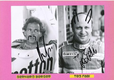 Teo Fabi & Gerhard Berger  Österreich  Formel 1  Auto Motorsport  Autogramm Foto  original signiert 