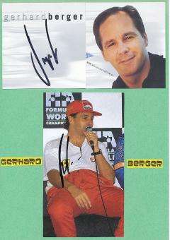 2  x  Gerhard Berger AUT  Formel 1  Auto Motorsport  Autogrammkarte +  Bild original signiert 