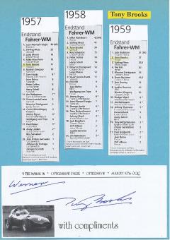 Tony Brooks  GB  Formel 1  Auto Motorsport  Autogramm Blatt  original signiert 
