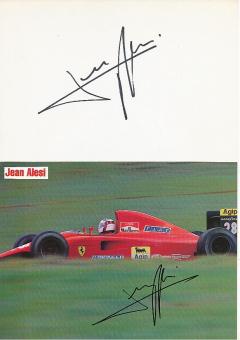 2  x  Jean Alesi  Frankreich  Formel 1  Auto Motorsport  Autogramm Bild + Karte original signiert 
