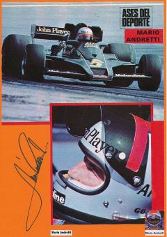 Mario Andretti  USA  Formel 1  Auto Motorsport  Autogramm Karte  original signiert 