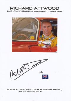 Richard Attwood  GB  Formel 1  Auto Motorsport  Autogramm Karte  original signiert 