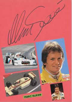 Marc Surer  Schweiz  Formel 1  Auto Motorsport  Autogramm Karte  original signiert 
