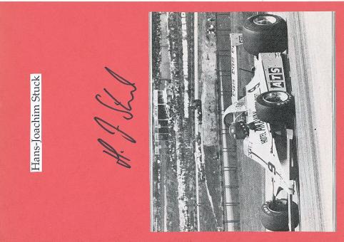 Hans Joachim Stuck  Formel 1  Auto Motorsport  Autogramm Karte  original signiert 