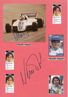 2  x  Nelson Piquet  Weltmeister  Formel 1  Auto Motorsport  Autogramm Foto + Karte  original signiert 
