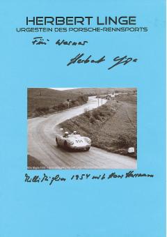 Herbert Linge  Porsche Legende   Auto Motorsport  Autogramm Karte  original signiert 