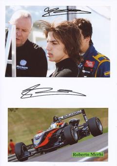 2  x  Roberto Merhi  Spanien  Formel 1  Auto Motorsport  Autogramm Foto + Karte  original signiert 