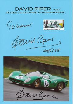 2  x  David Piper  GB  Formel 1  Auto Motorsport  Autogramm Foto + Karte  original signiert 